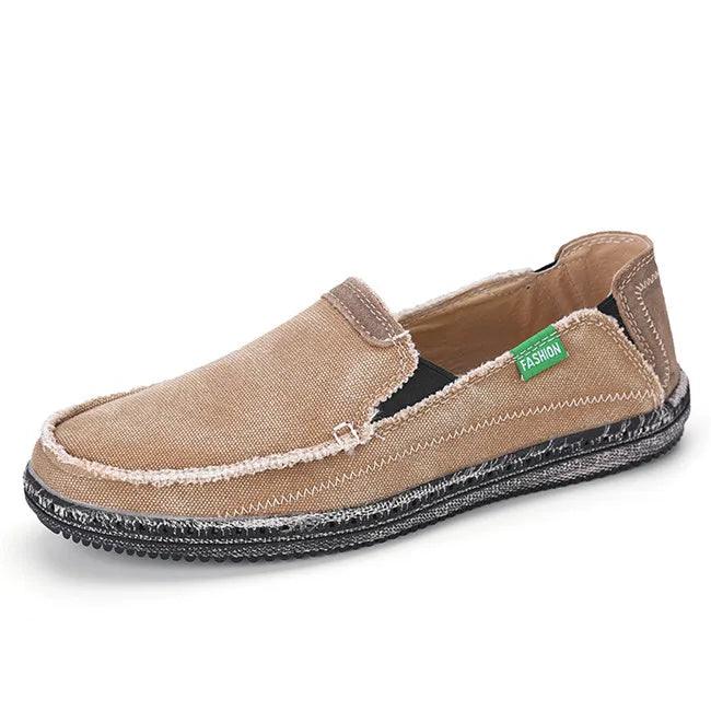 New Arrival Low Price Mens Breathable High Quality Casual Shoes Jeans Canvas Casual Shoes Slip On Men Fashion Flats Loafer apricot