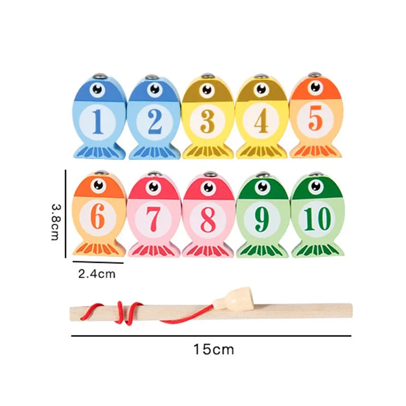 Kids Wooden Fishing Game Toys Gifts Early Education Alphabet Numeric Cognitive Toys Children Interactive Games Toys for Gifts number