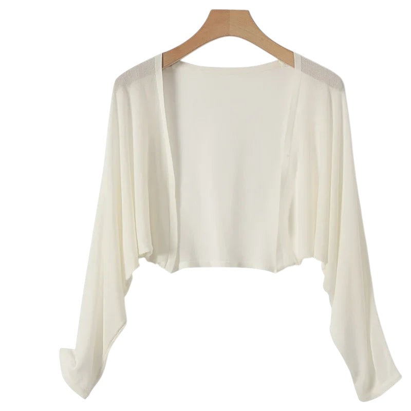 COMFORTH cream knitted ice silk sun protection cover up with long sleeves and a loose fit.