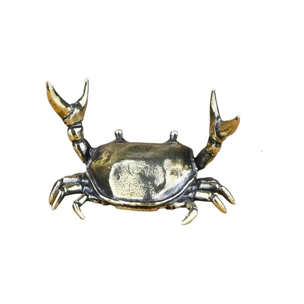 COMFORTH antique brass crab pen holder stand with detailed legs and claws, perfect for desk organization.