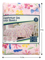 Pink Wildflower 7-Piece Bedding Set for Girls - Full Size