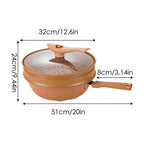 Iron Wok with Lid Non Stick Clay Wok with Steamer Basket Clay Wok Miccro Pressure Wok Multifunctional Household Frying Pan