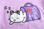 Girls' Cotton Sleepwear Set - Cute Cat Pattern Pajama with Comfy Shorts