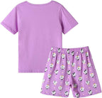 Girls' Cotton Sleepwear Set - Cute Cat Pattern Pajama with Comfy Shorts