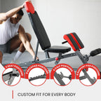 Multi-Functional FID Weight Bench for Full All-In-One Body Workout – Hyper Back Extension, Roman Chair, Adjustable Ab Sit up Bench, Incline Decline Bench, Flat Bench