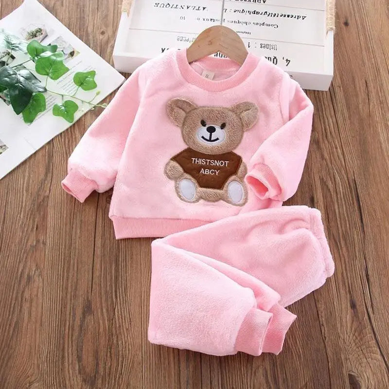 Fleece Hooded 3-Piece Kids Set Pink