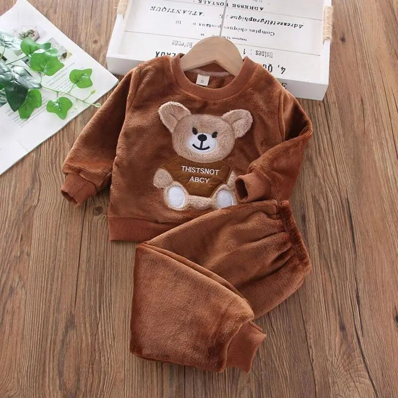 Cozy Fleece Kids 3-Piece Outfit Brown
