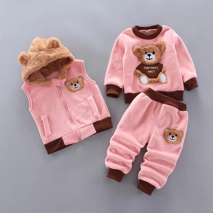 Cozy Fleece Kids 3-Piece Outfit Pink 2
