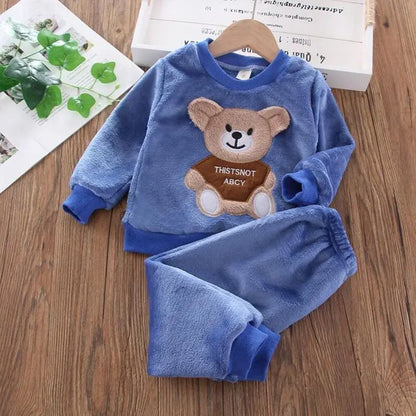 Fleece Hooded 3-Piece Kids Set Blue