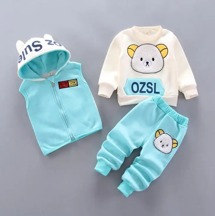 Cozy Fleece Kids 3-Piece Outfit SkyBlue