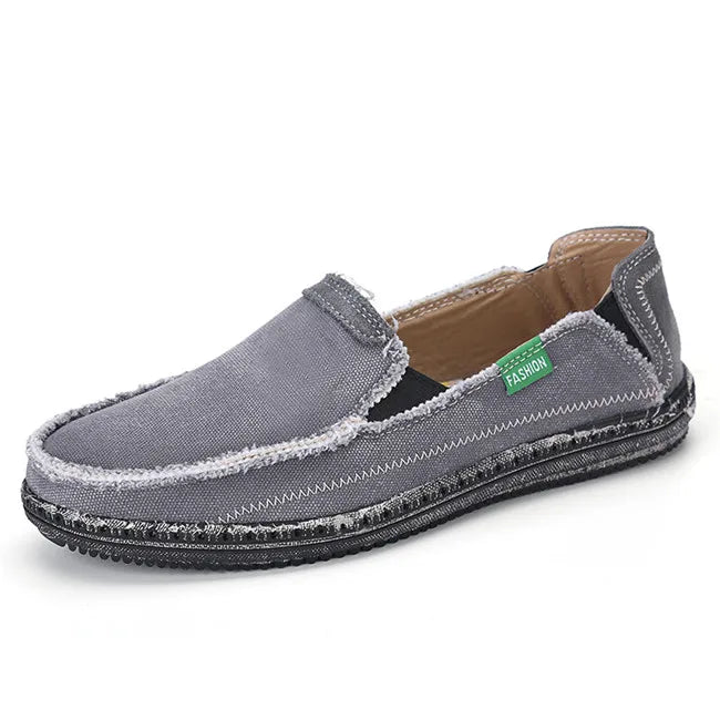 New Arrival Low Price Mens Breathable High Quality Casual Shoes Jeans Canvas Casual Shoes Slip On Men Fashion Flats Loafer grey