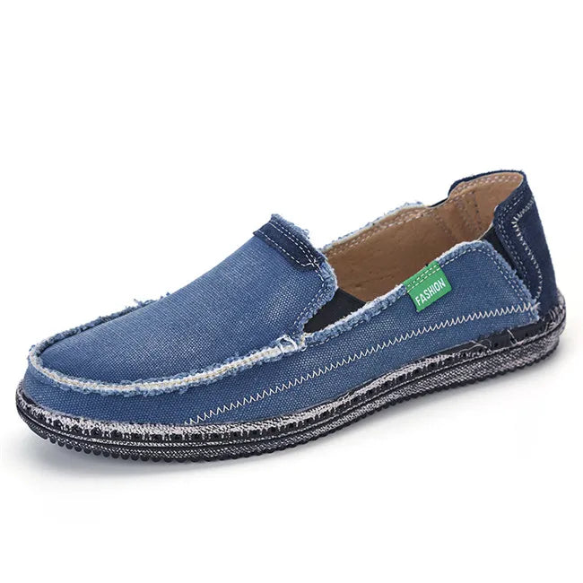 New Arrival Low Price Mens Breathable High Quality Casual Shoes Jeans Canvas Casual Shoes Slip On Men Fashion Flats Loafer blue