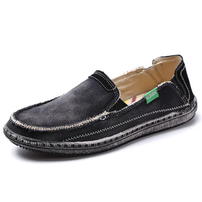 New Arrival Low Price Mens Breathable High Quality Casual Shoes Jeans Canvas Casual Shoes Slip On Men Fashion Flats Loafer black