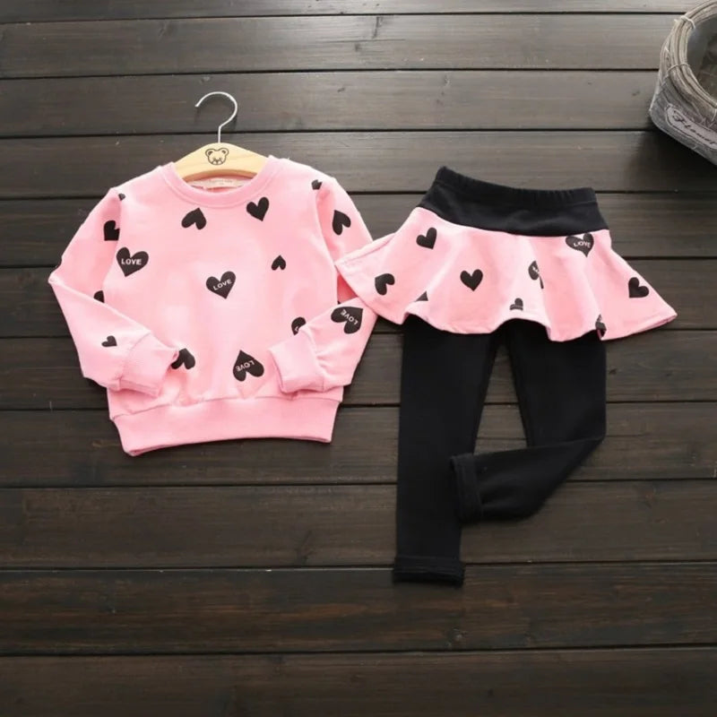 Toddler Girls Clothing Sets Autumn spring Children Girls Clothes T Shirt Skirt Legging Pants Outfits Kids Girls Sport Suit Pink