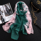 2024 NEW Fashion Women Cut Flowers Hollow Lace Gradient Flower Silk Scarf Spring Shawls and Wraps Towel Femme Beach Sjaals
