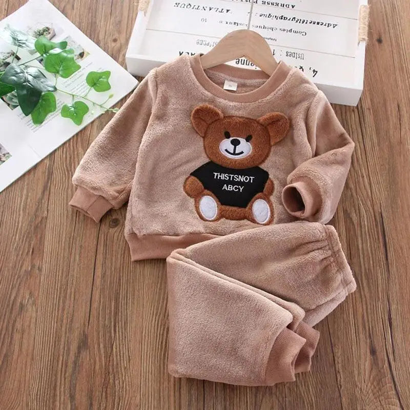 Fleece Hooded 3-Piece Kids Set Khaki
