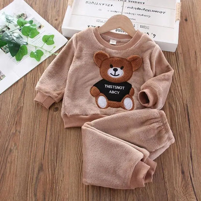 Fleece Hooded 3-Piece Kids Set Khaki