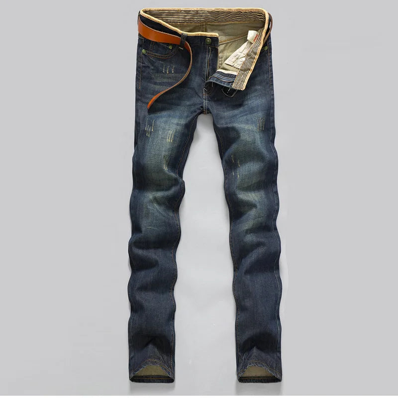 2025 Casual Jeans Men Business Straight Jeans Stretch Denim Pants Trousers Slim Fit Classic Cowboys Young Man Jeans 087-Blue