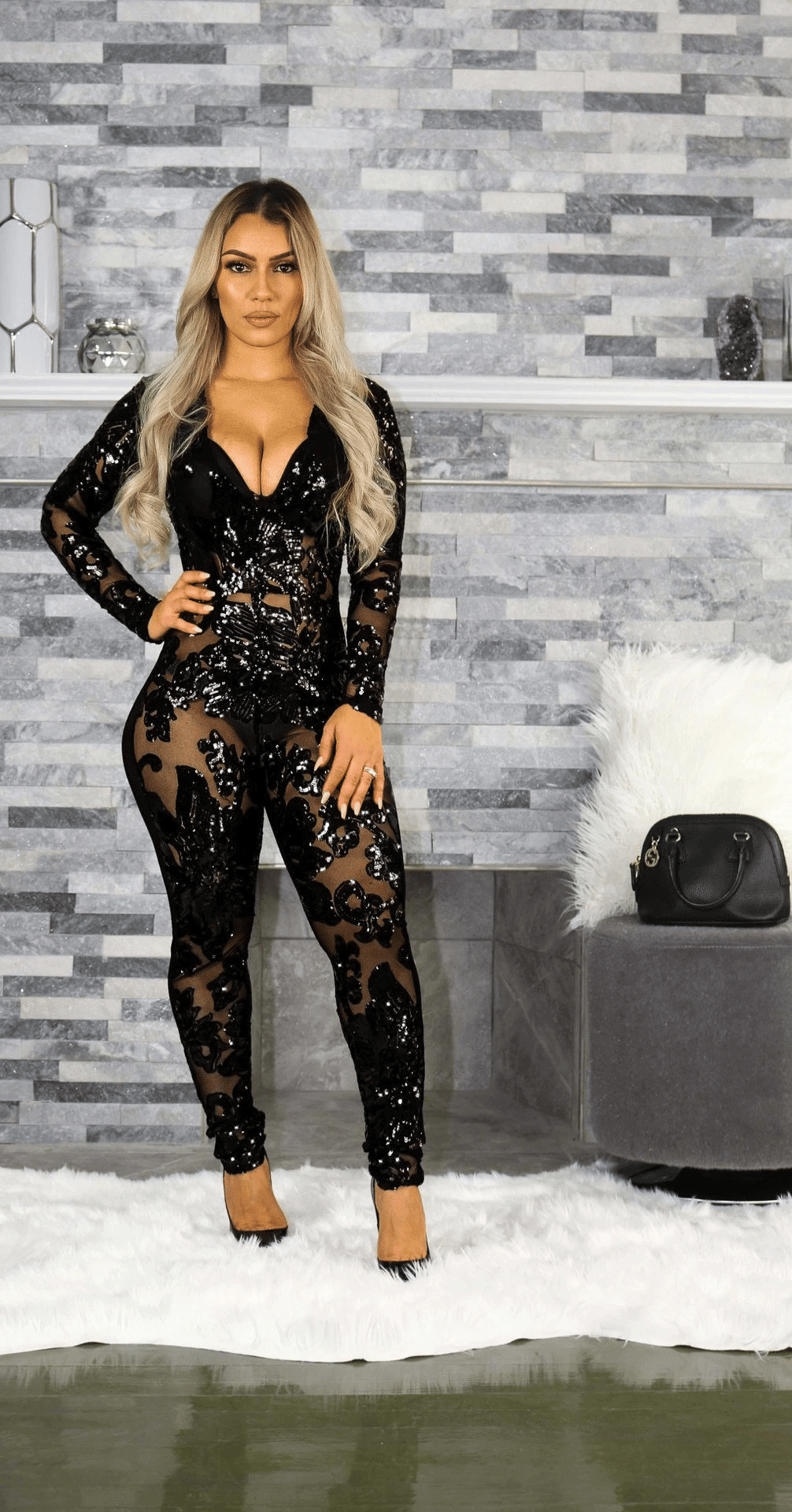 Sexy Sequins Women's jumpsuit Fashion Off Shoulder Deep V-Neck Party Club Jumpsuit Women's Retro Slim Fit Shiny Evening Dress