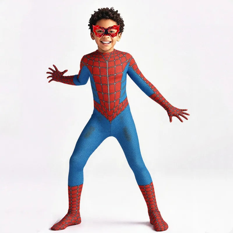 Child Remy Superhero Spider Mask Costume  Halloween CharacterJumpsuit Holiday Performance Wear for Boys & Girl Birthday Party