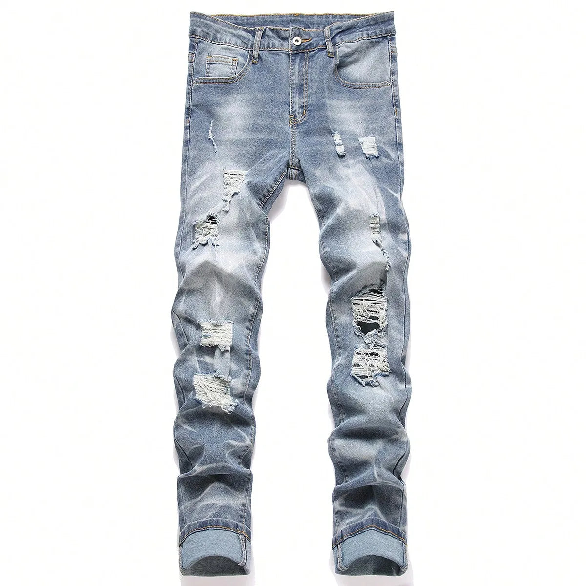 Fashion Men's Jeans Pants Stretch Dark Blue Skinny Jeans For Men Casual Slim Fit Denim Pants Korean Style Male Trousers Jeans Blue