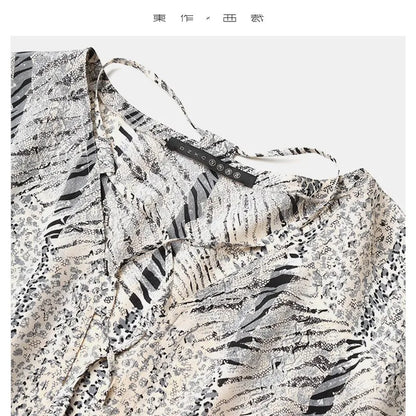 Animal Fiber Fabric~Women's Ruffled Mulberry Silk Dress with a Unique Design, Niche Style Long Silk Dress