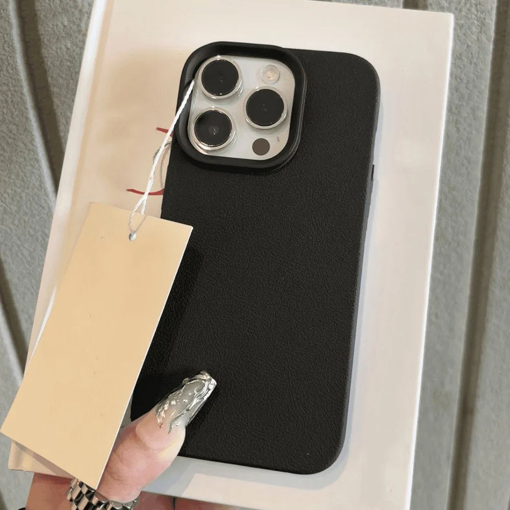Leather TPU Phone Case For iPhone 17 Pro Max 16 13 11 15 14 Plus 12 17 Air 17Promax 16promax Shockproof Soft Funda Cover Coque Black