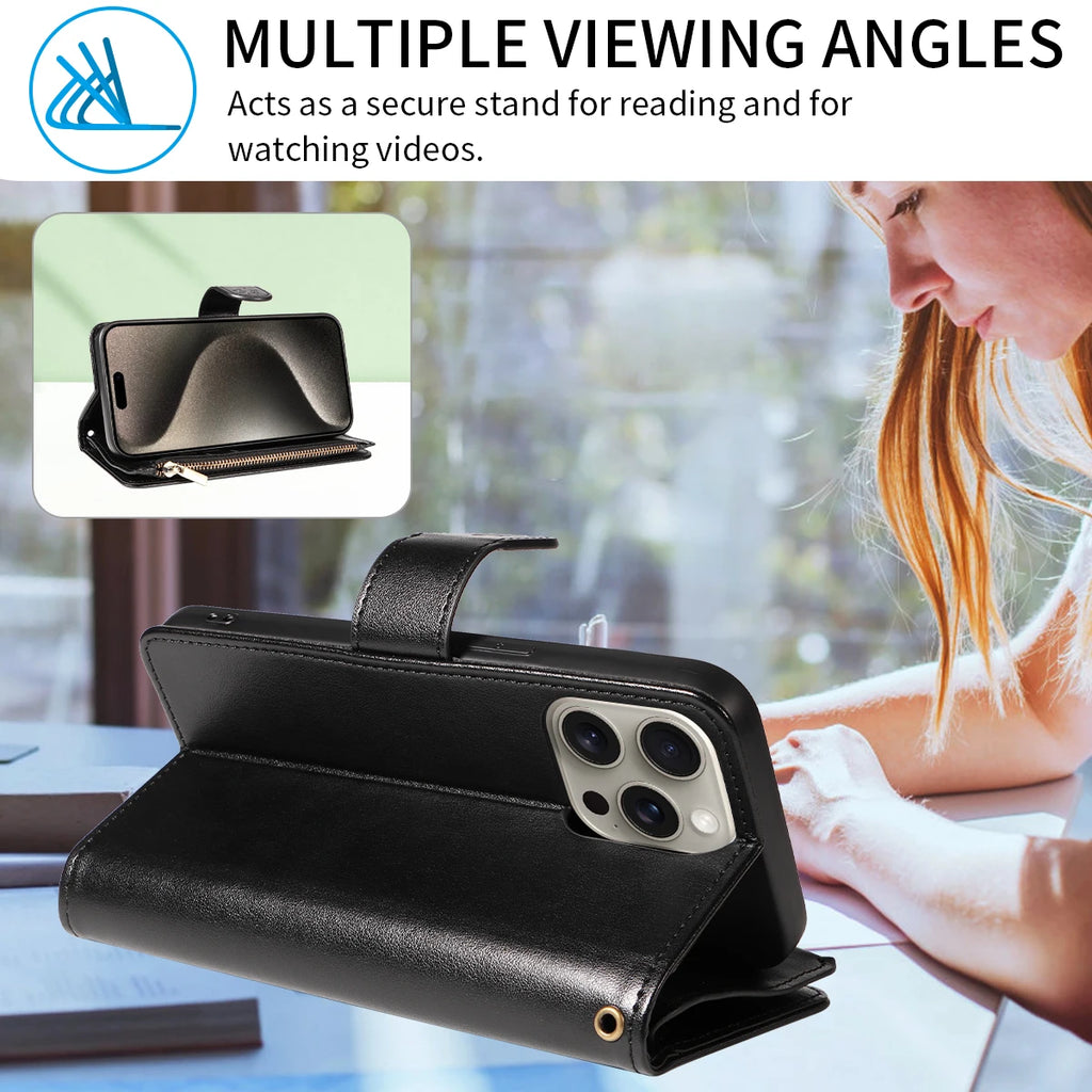 Fashionable Embossed Zipper Phone Case for Iphone 17Air 17 Pro Max17 Pro 17 PU Leather Anti-drop Anti-scratch Wallet-style Cover