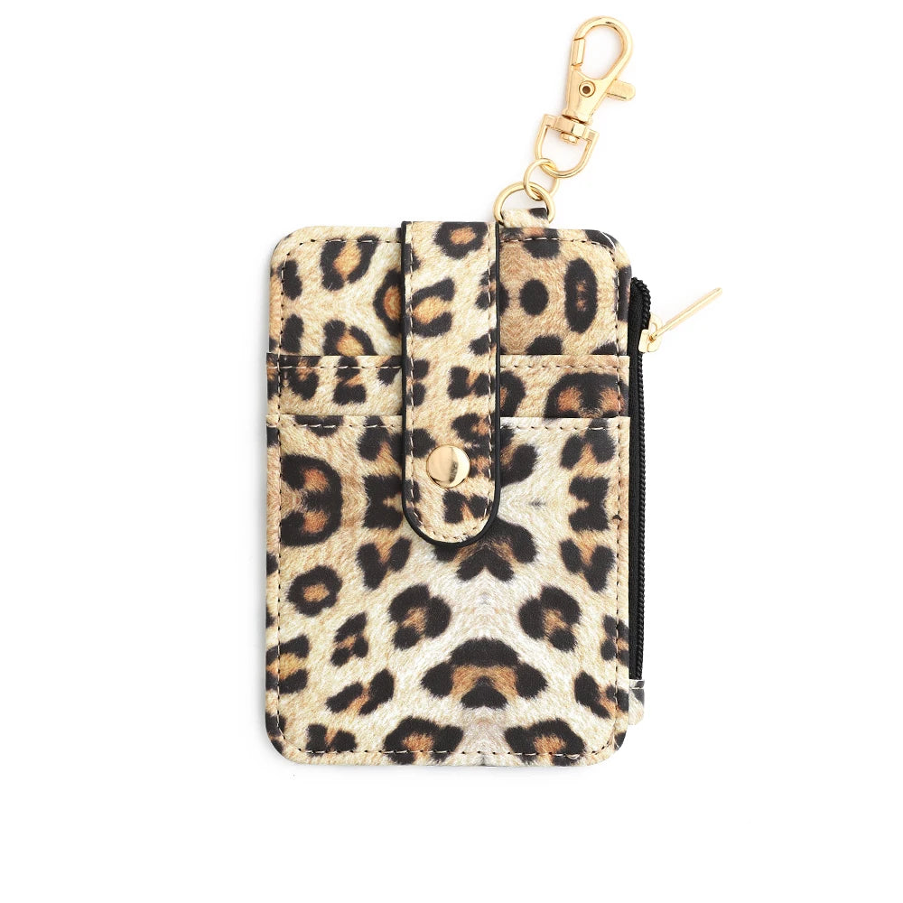Silicone bead pu leather key chain wristlet id credit card holder keychain wallet for women with bangle bracelet 7