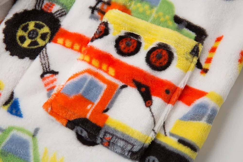 Car Print Flannel Bathrobe