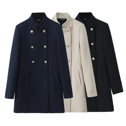 Woolen Coat Fall Fashion Black Long Coat Elegant And Pretty Women's Coats American Retro Autumn Outerwear Urban Coats