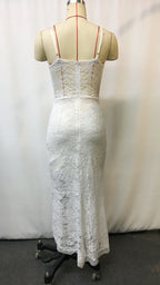 Womens Bohemian Maxi Dress Retro White Lace Sleeveless Summer Beach Wedding Guest Dress Elegant Church Party