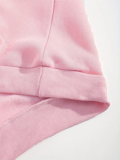Women'S Hooded Sweatshirt with Heart Print Casual Long Sleeve Pullover with Kangaroo Pockets Simple Design Showing Natural Style