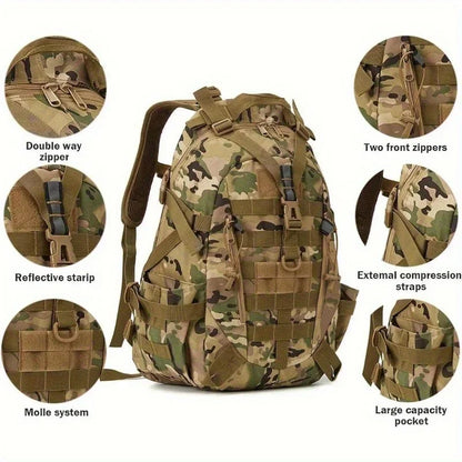 40L Tactical Backpack for Men Camping Hiking Backpacks Reflective Outdoor Travel Bags Survival Molle Climbing Rucksack Bag