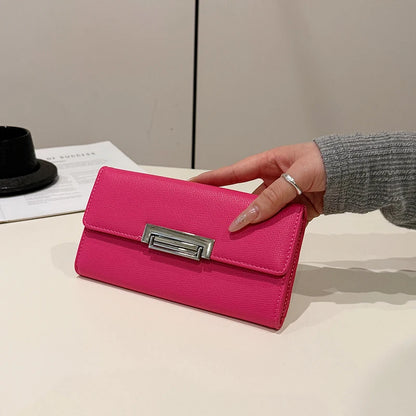 Women Wallet PU Leather Female Purse Fashion Solid Color Minimalist Coin Pocket Long Design Clutch Ladies Business Money Bag