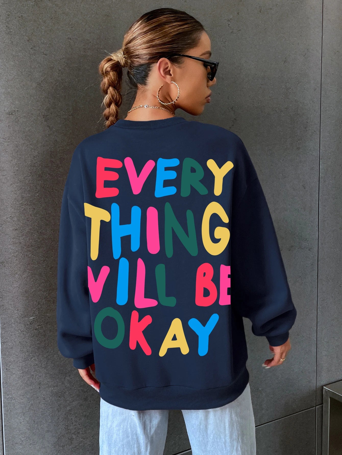 Everything Will Be Okay Sweatshirt Dark blue