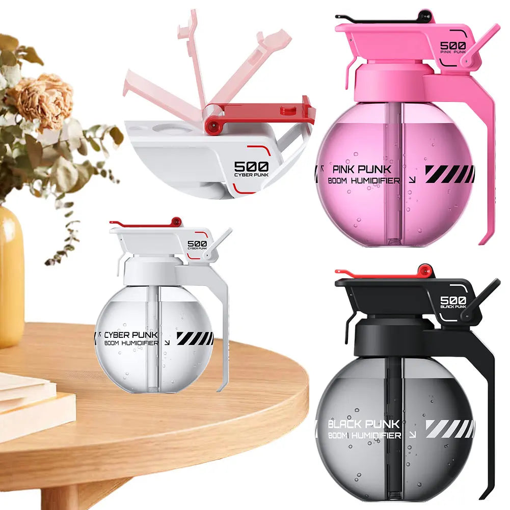 500ml Grenade Air Humidifier with Essential Oils for Home Office Aroma Therapy Stress Relief Decorative Cyberpunk Style High Capacity Mist Discharge
