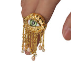 Devil's Eye Tassel Ring — Vintage Pearl Statement Ring for Women