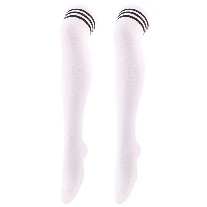Black/White Striped Long Socks Women Sexy Over Knee Thigh High Socks Over The Knee Stockings Ladies Girls Warm Long Tube Socks ﻿ white black