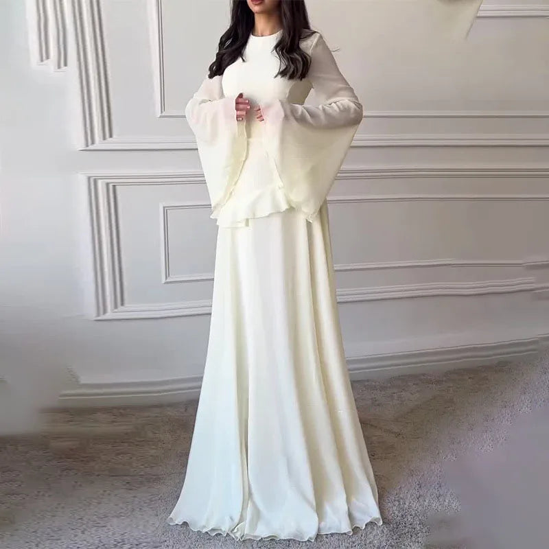 Elegant Ruffled Party Dress White