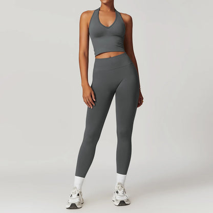 2/3/4PCS Yoga Set Gym Clothes Sportswear Seamless Yoga Suits For Women Fitness Long Sleeved Tracksuits Sports Bra Gym Leggings Dark gray Set 6 China Mainland