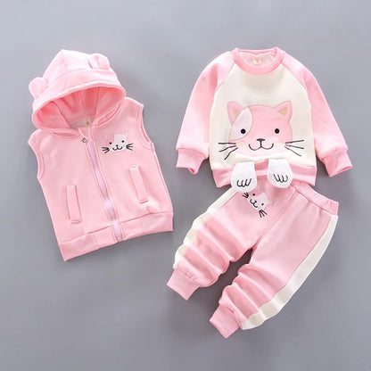 Cozy Fleece Kids 3-Piece Outfit Pink 1