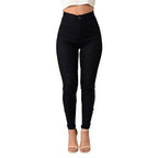 Fall New Women's Black High Waist Skinny Jeans Fashion Stretch Slim Denim Pencil Pants Female Casual Trousers S-2XL Black