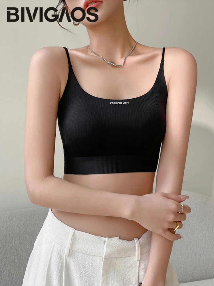 BIVIGAOS Summer Beauty Back Thin Shoulder Strap Camisole Vest Chest Wrap Women Breast Pad Lingerie Hot Girls Tube Top Brassiere