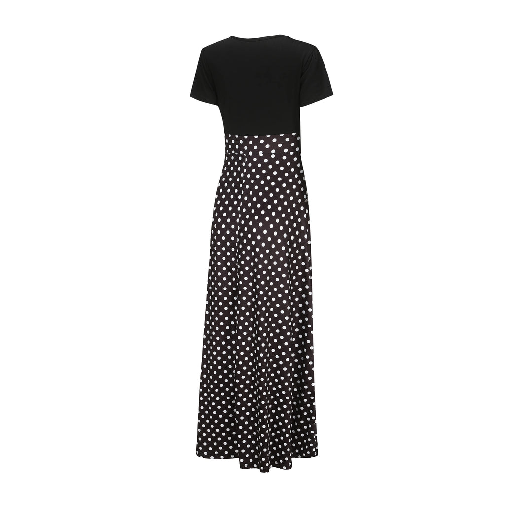 Spring/Summer Chic Midi Polka Dot Dress - Sexy Fit & Flare, Comfortable Knit, Easy-Care