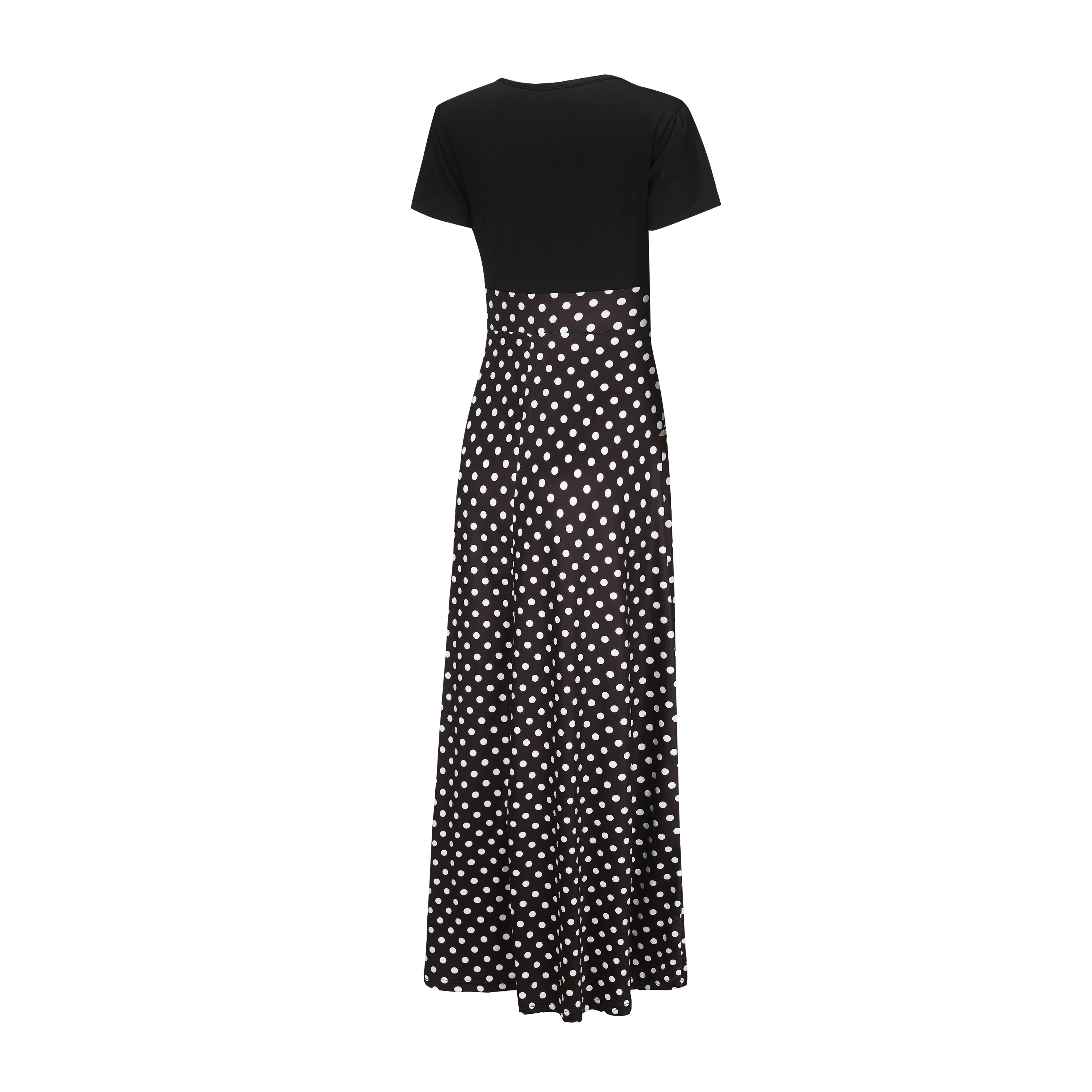 Spring/Summer Chic Midi Polka Dot Dress - Sexy Fit & Flare, Comfortable Knit, Easy-Care