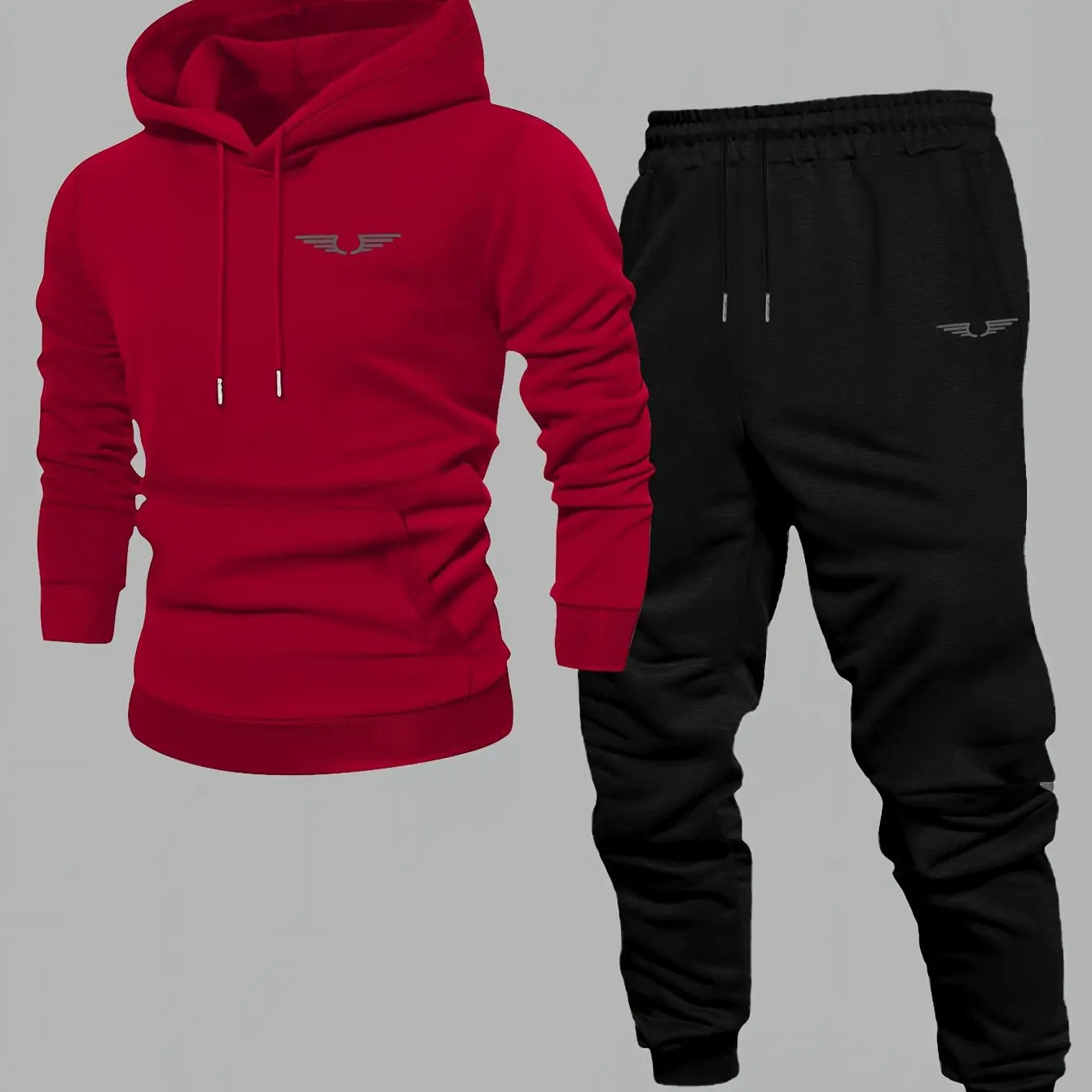 Hooded sweatshirt for men trendy American streetwear style long-sleeved top for men 2025 new autumn stylemen's clothing red black