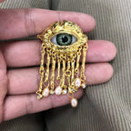 Devil's Eye Tassel Ring — Vintage Pearl Statement Ring for Women