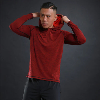 Sport Bodybuilding Sweatshirt Running Jacket Men Hoodies Gym Training Fitness Compression Jersey Long Sleeved T-Shirts Fast Dry