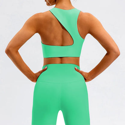 FUBEIKE Beauty Back Exercise Underwear Women Shockproof Yoga Push Up Bras Running Workout High Strength Sports Fitness Vest Cyan